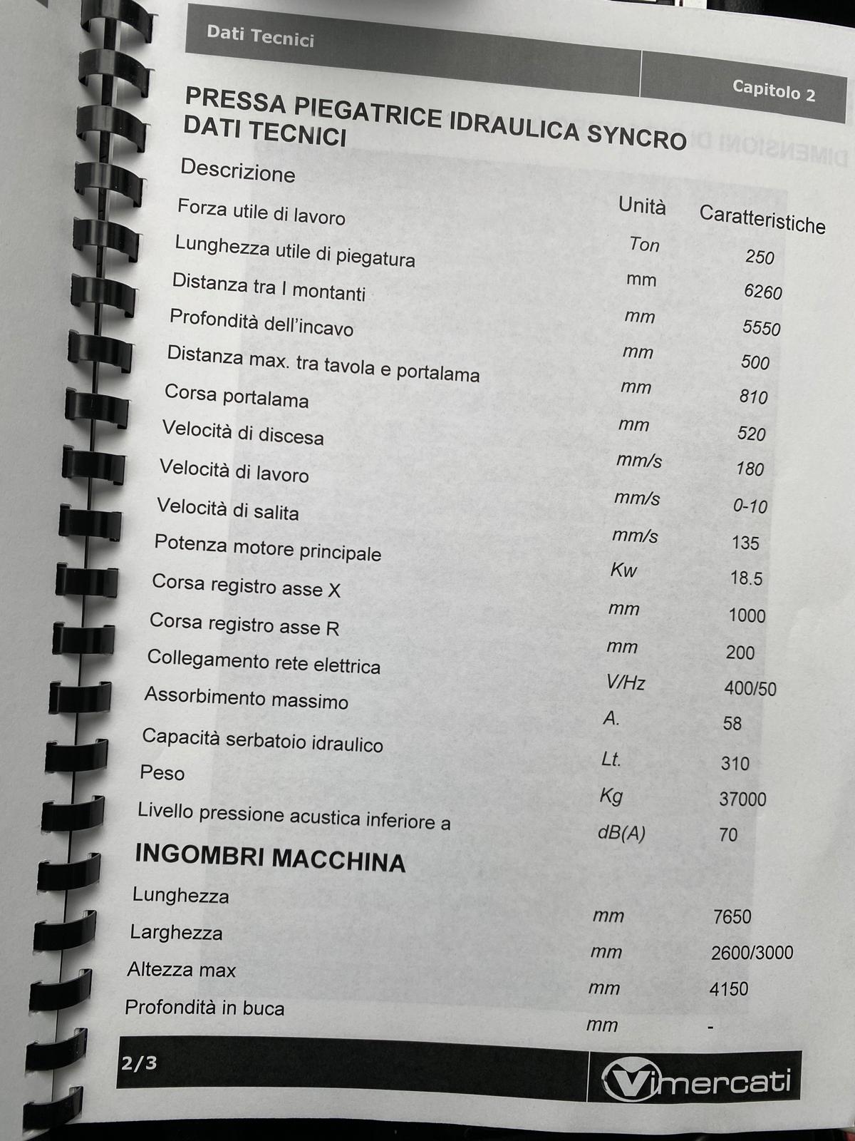 Pressa Piegatrice Vimercati 6000x250 ton in vendita - foto 7