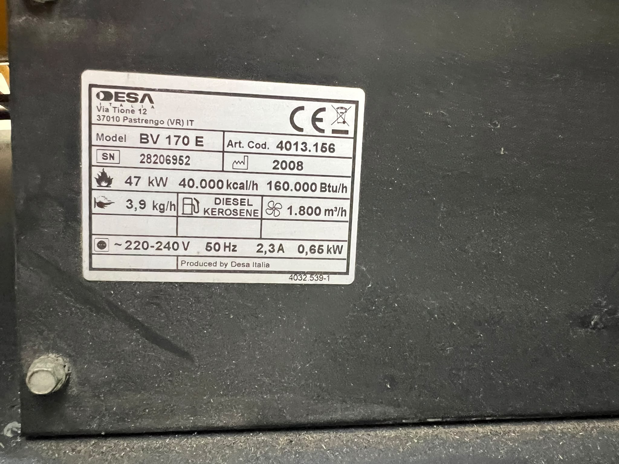 Generatore aria calda MASTER BV 170 E 47 kW in vendita - foto 4