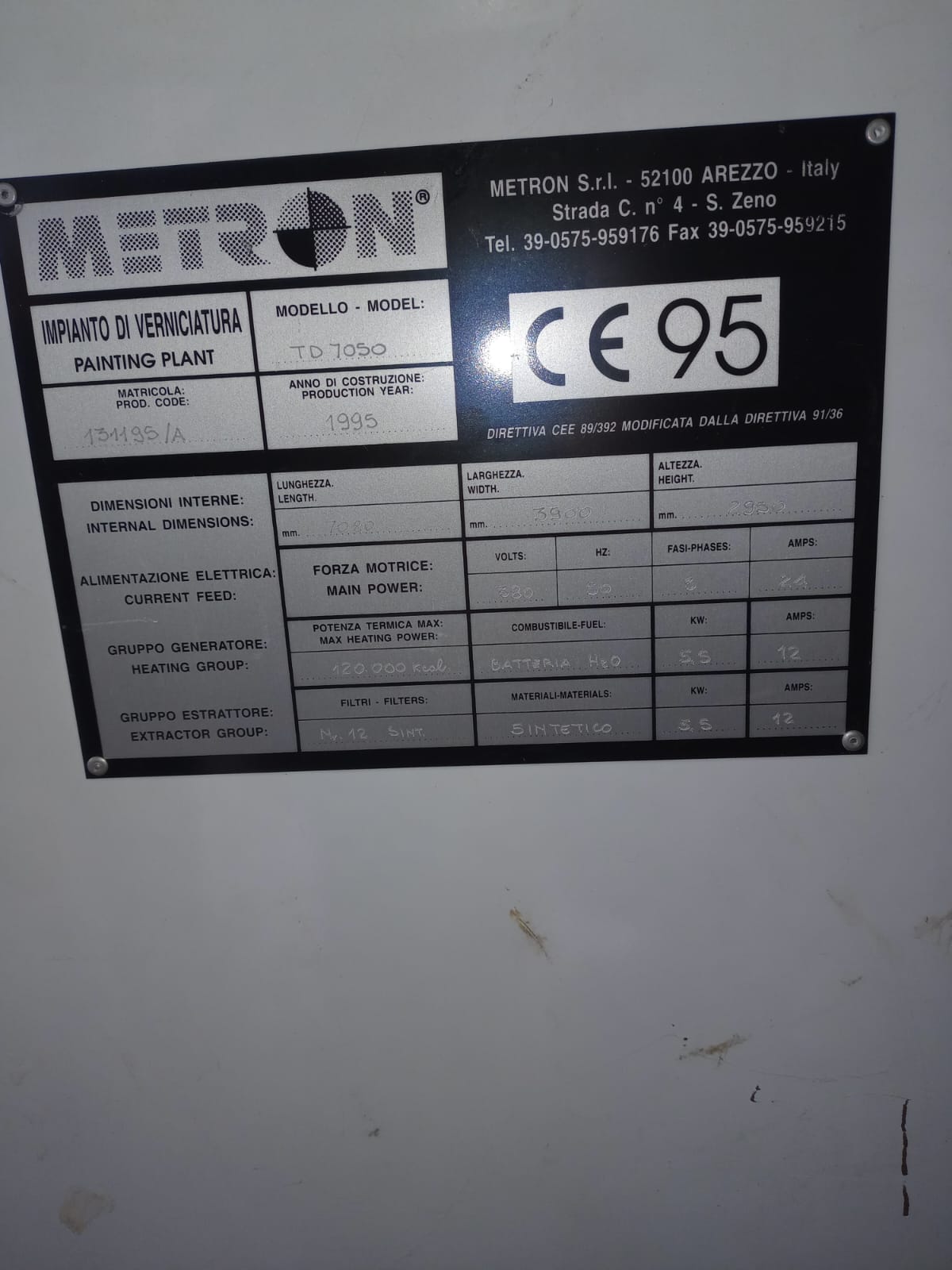 Forno di verniciatura, pari al nuovo, METRON (m 7 X 4) in vendita - foto 2