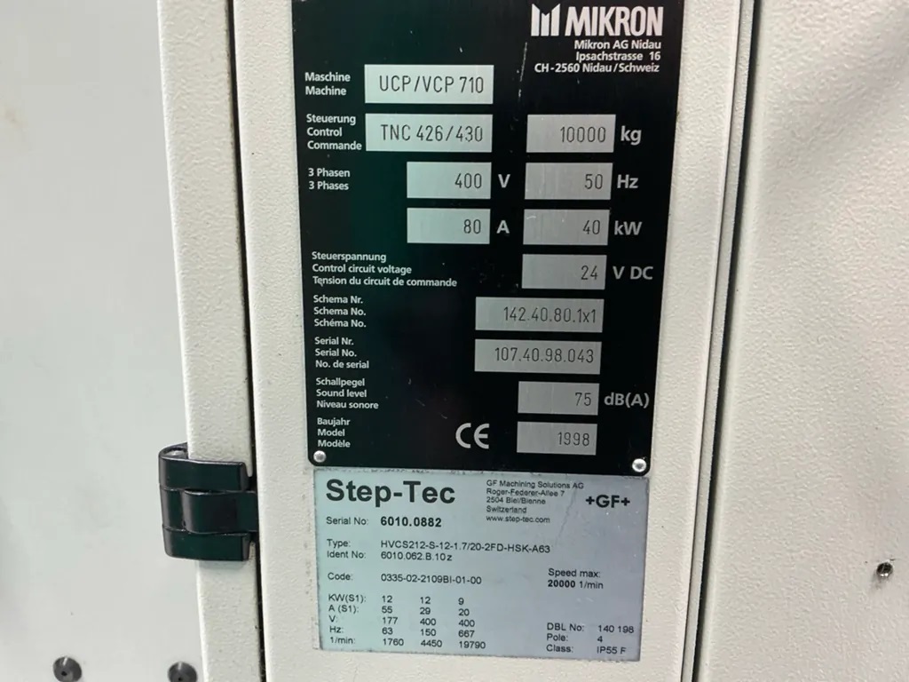 CENTRO DI LAVORO MIKRON UCP 710 in vendita - foto 7