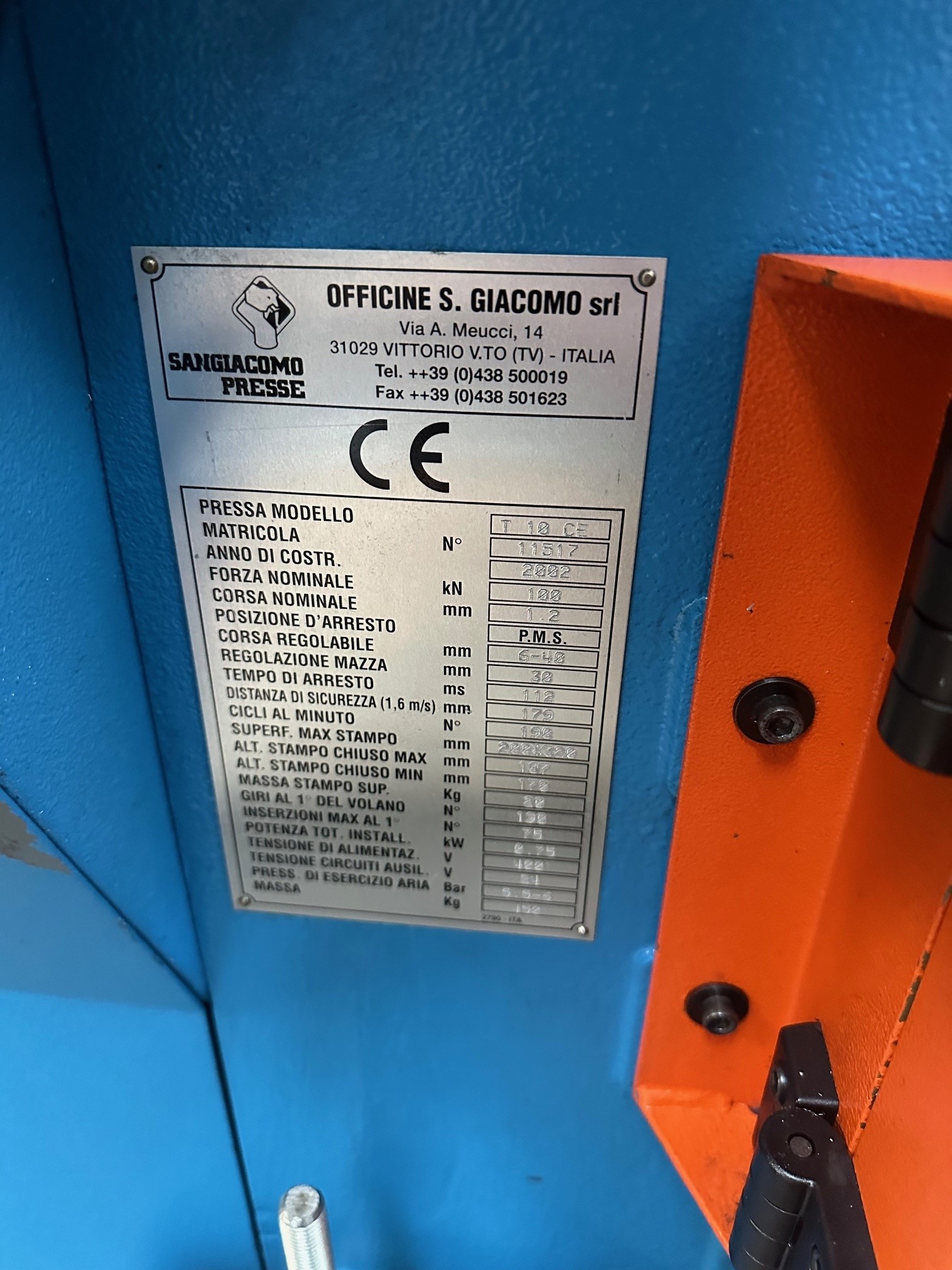Pressa eccentrica SAN GIACOMO 10 TON in vendita - foto 2