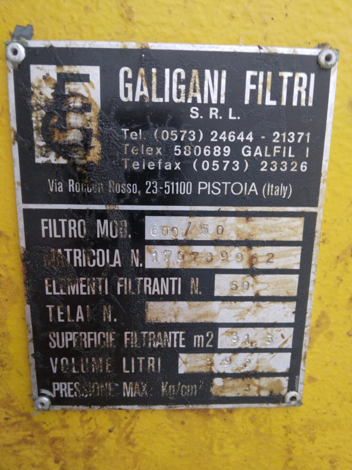 FILTRO PRESSA GALIGANI  in vendita - foto 2