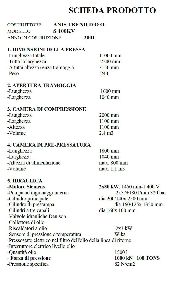 Pressa Anis 110x 110 con sistema di precompressione  in vendita - foto 5