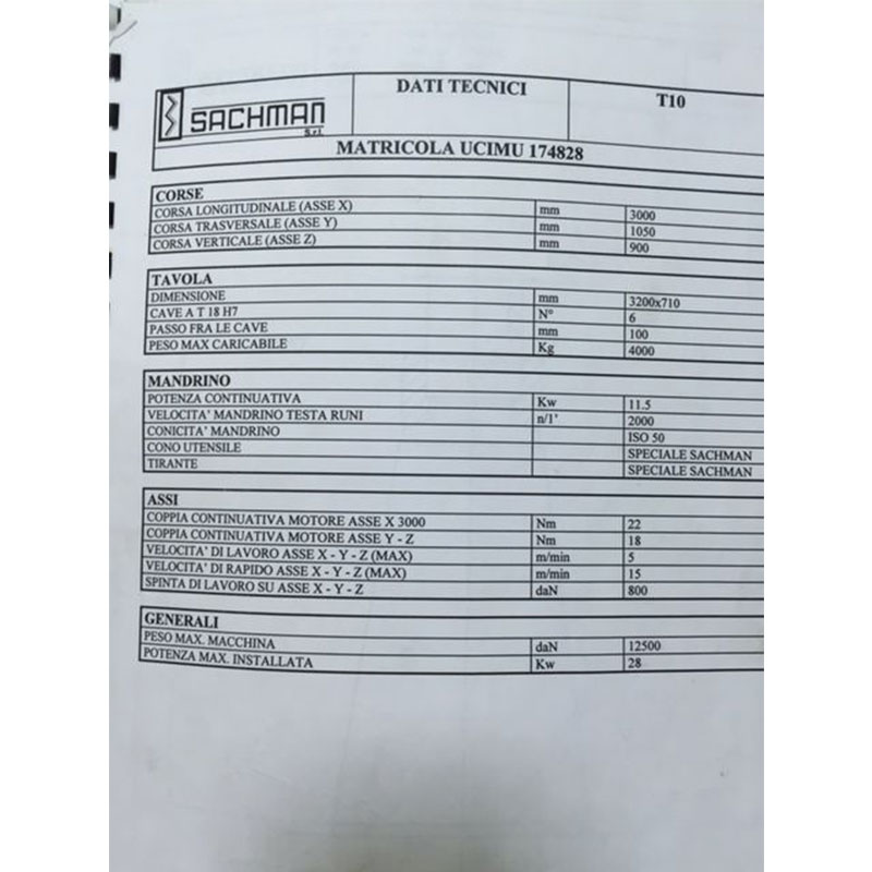 FRESATRICE BANCO FISSO SACHMAN MOD T10 in vendita - foto 5