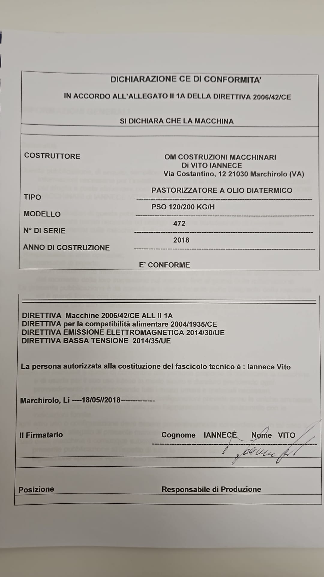 Pastorizzatore Iannece e nastro trasportatore su misura in vendita - foto 6