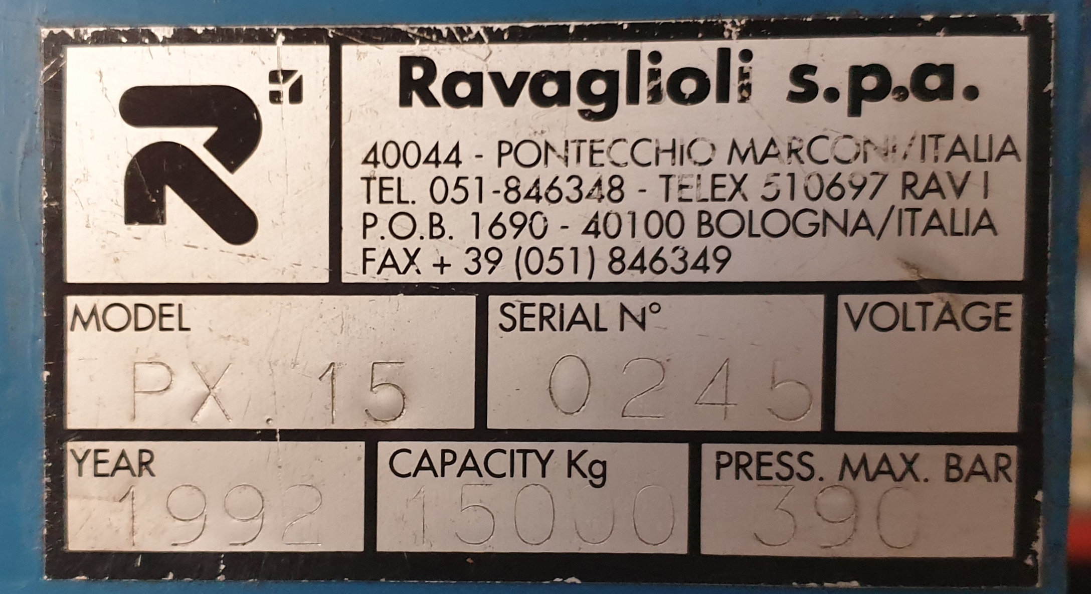 Pressa idraulica manuale Ravaglioli PX 15 in vendita - foto 3