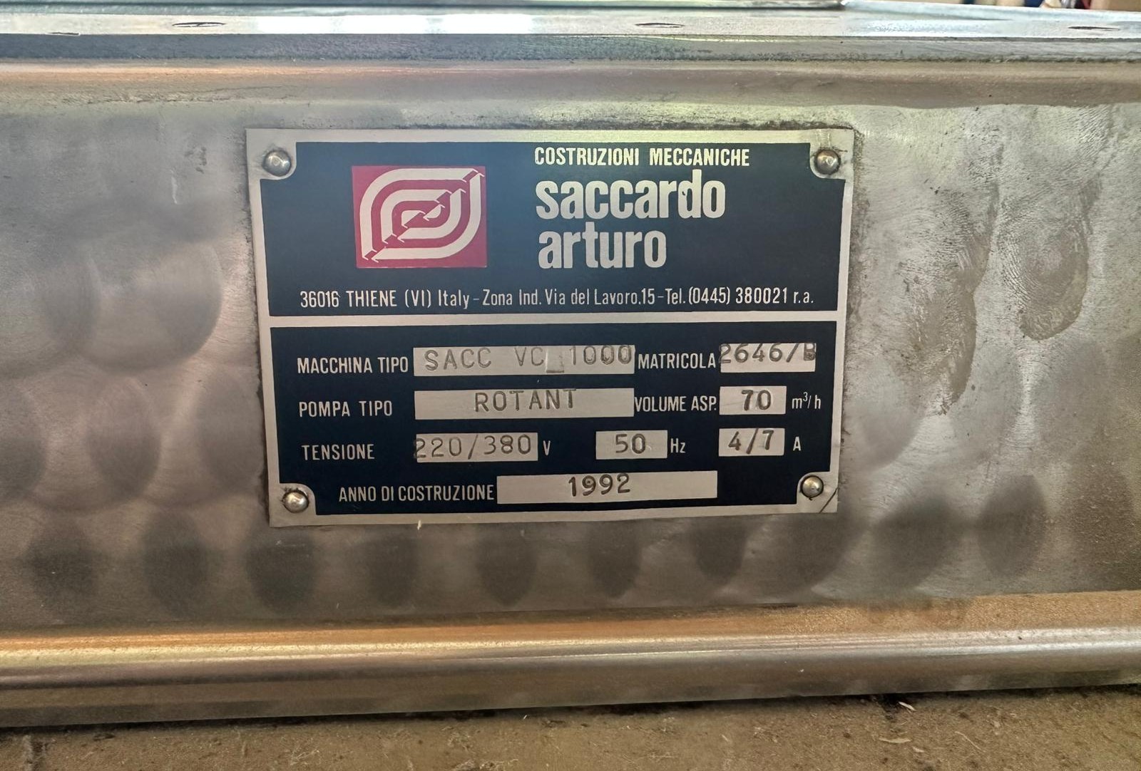 Sottovuoto industriale Saccardo SACC-VC 1000/1992 in vendita - foto 3