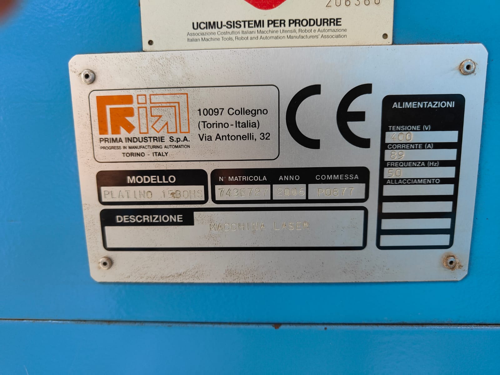 Taglio laser 4KW CO2 - PRIMA INDUSTRIE PLATINO 1530 in vendita - foto 4