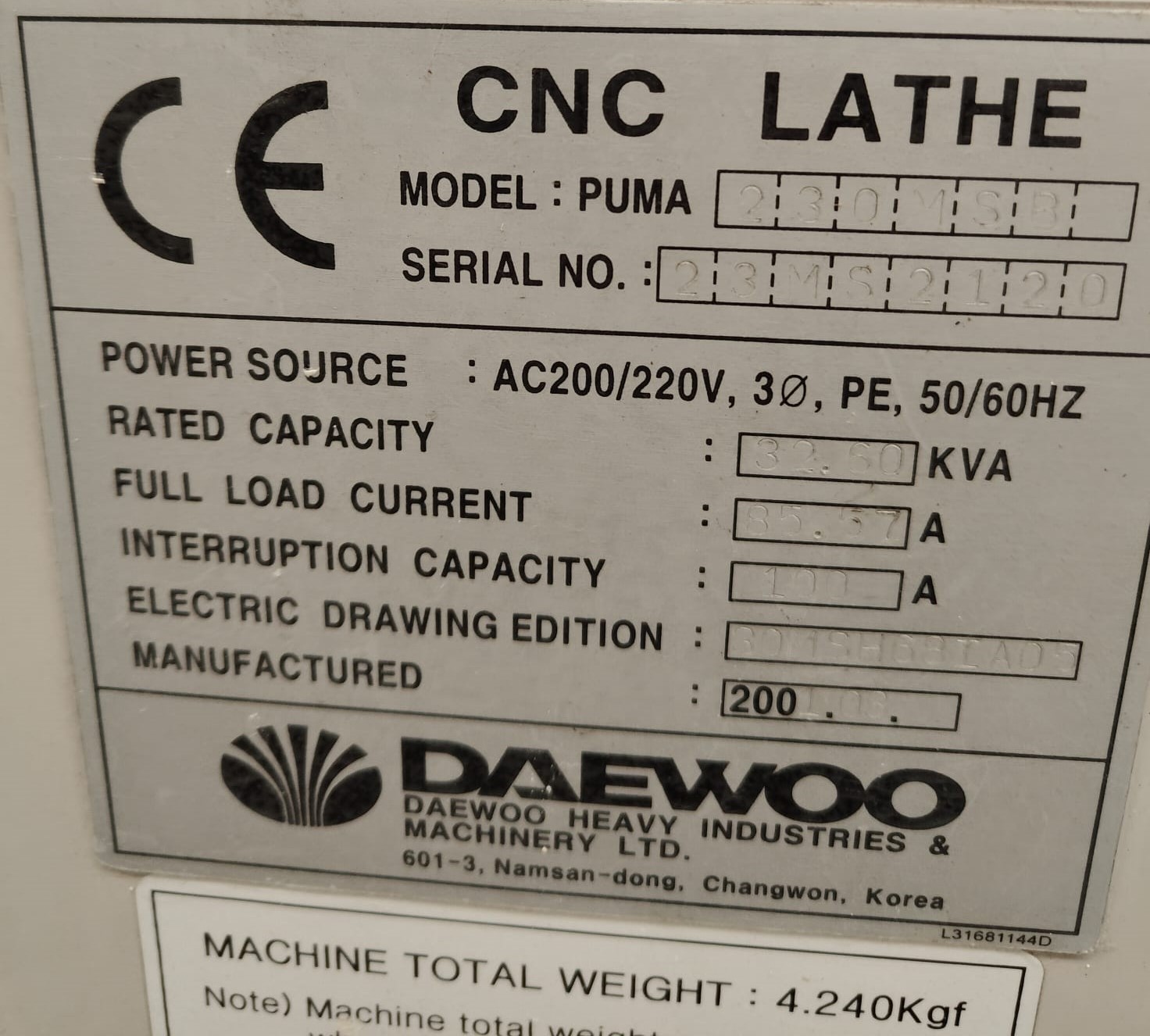 DAEWOO PUMA 230 MSB in vendita - foto 2