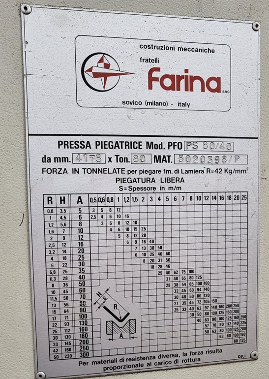 PIEGATRICE FARINA  4175 X 80 MOD. 80/40  in vendita - foto 6