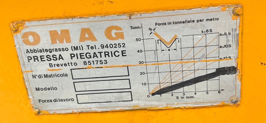 PIEGATRICE OMAG  1000 X 10 TON  in vendita - foto 2