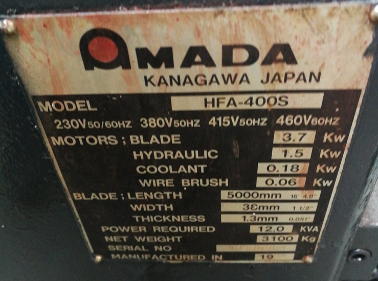 Seghetto Amada Mod. Hfa 400 S  in vendita - foto 3