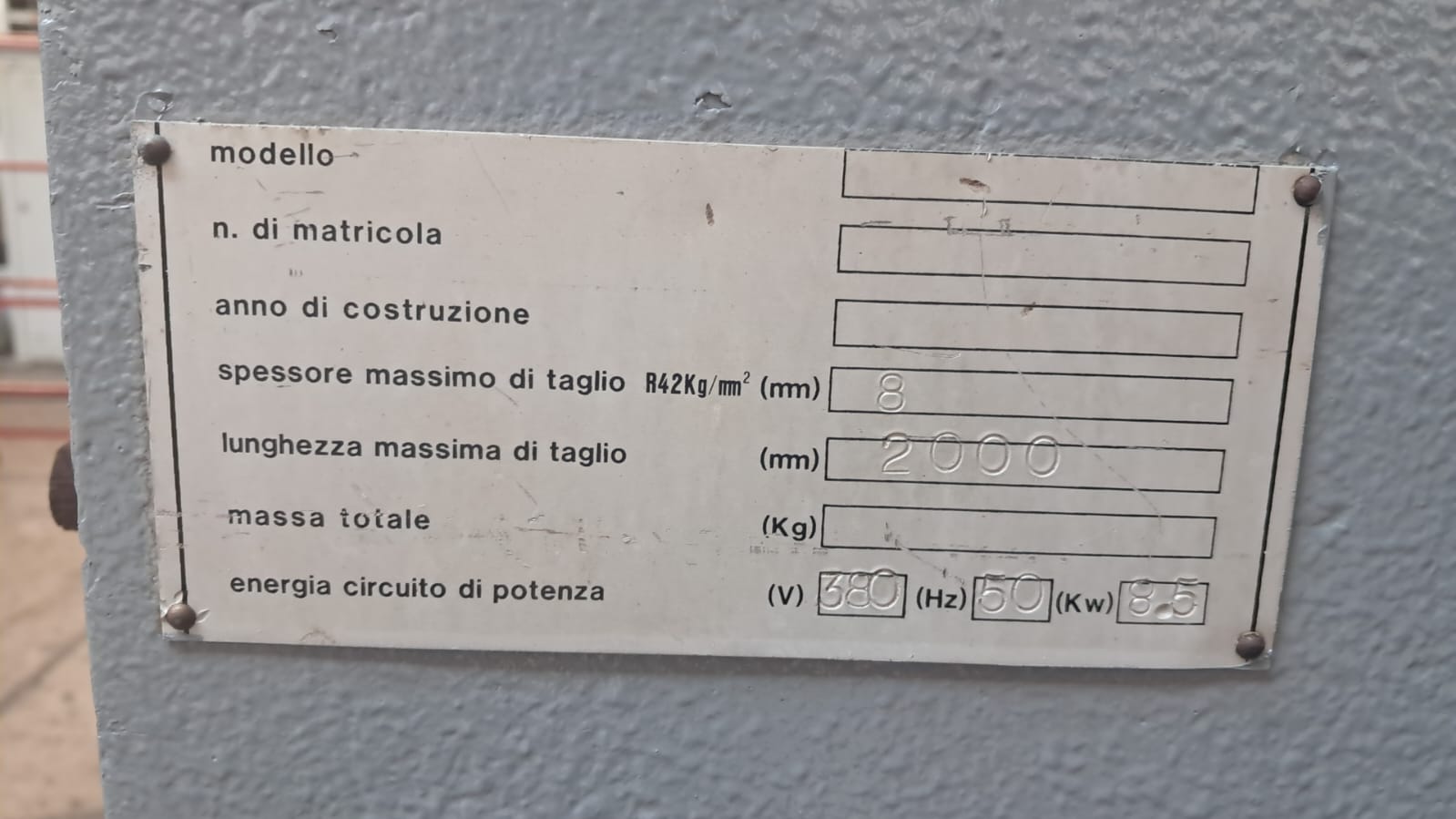 Cesoia A Ghigliottina Meccanica Romea 2000 X 8 in vendita - foto 2