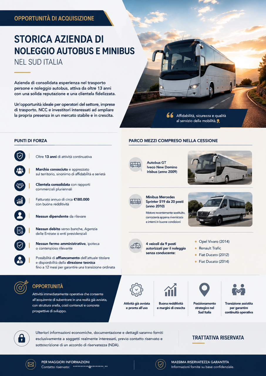 Storica azienda di noleggio autobus, minibus e minivan in vendita - foto 1