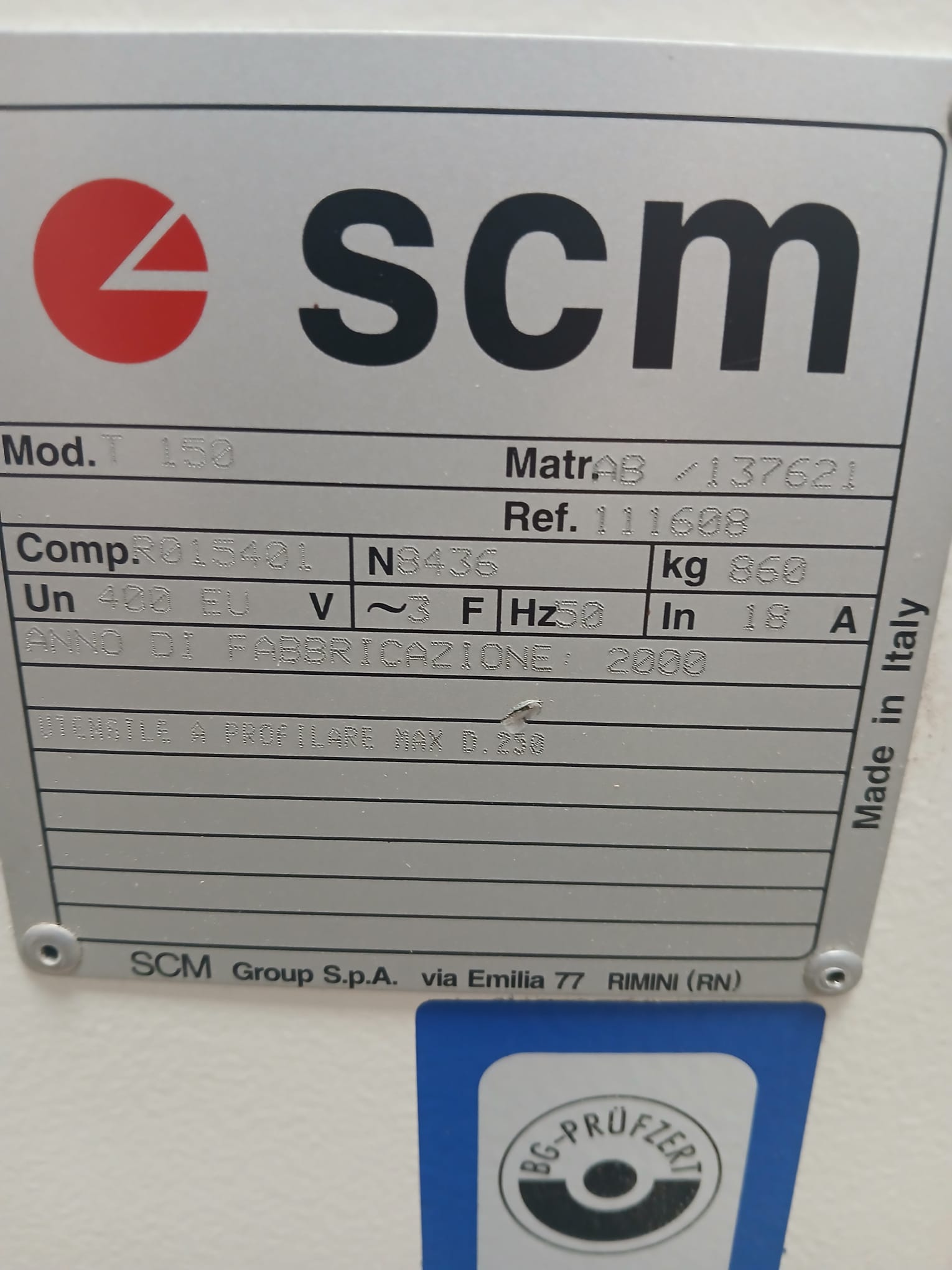 Toupie inclinabile SCM T150TL CE usata in vendita - foto 7