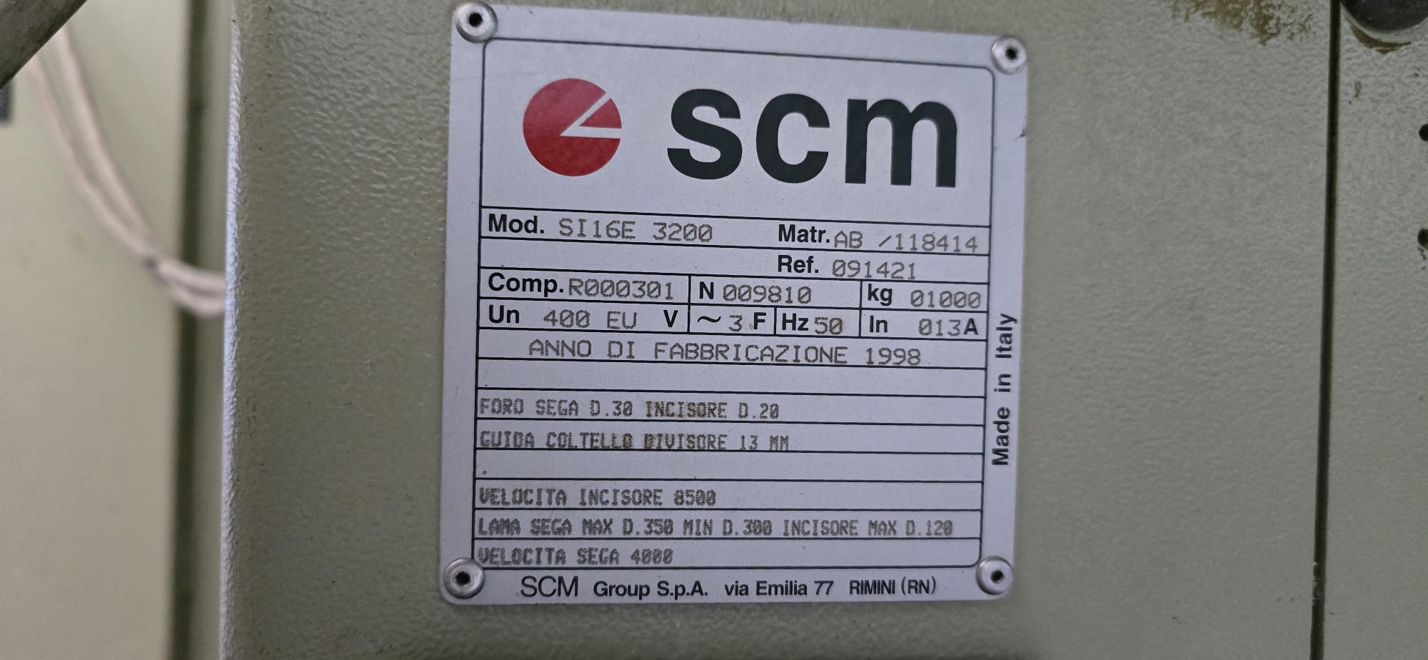 Squadratrice SCM SI16E 3200 usata norme CE in vendita - foto 3
