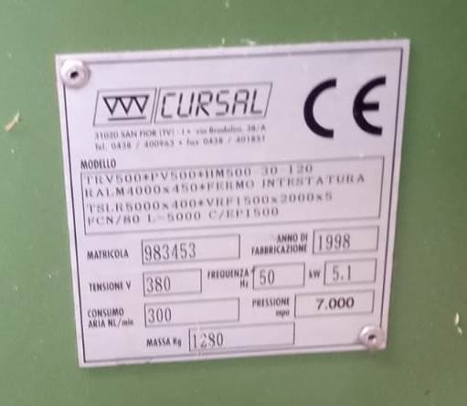 Troncatrice CURSAL TRV500 CE a fermo mobile L=5mt in vendita - foto 12