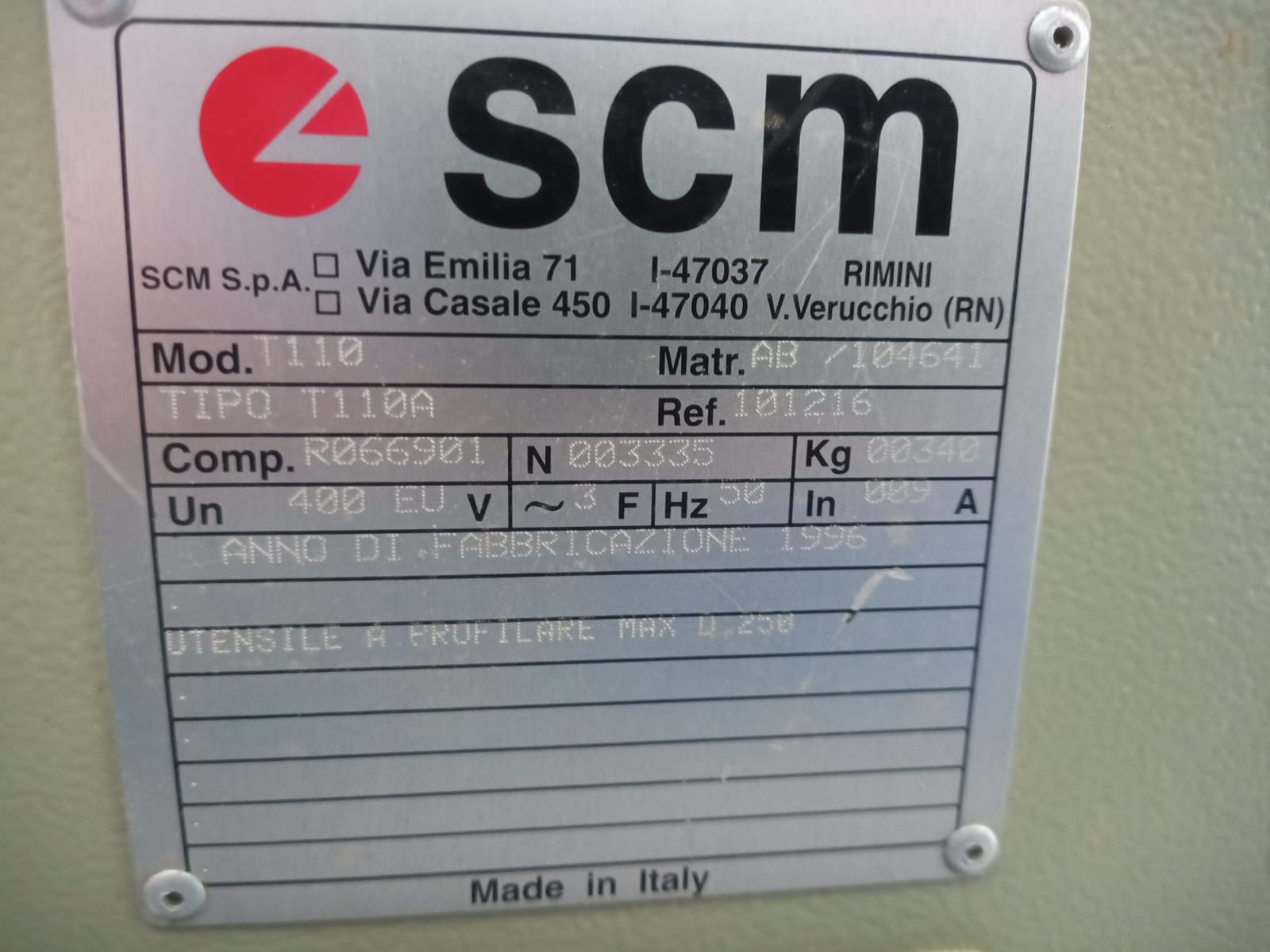 Toupie SCM T110A norme CE usata in vendita - foto 9
