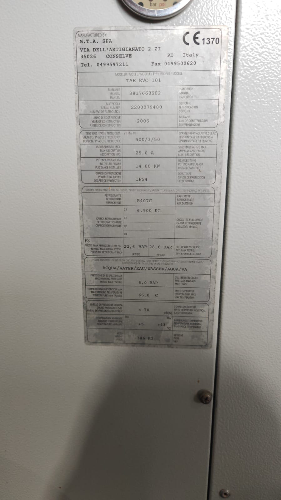 Chiller frigo Mta tae evo 101raffreddamento in vendita - foto 3