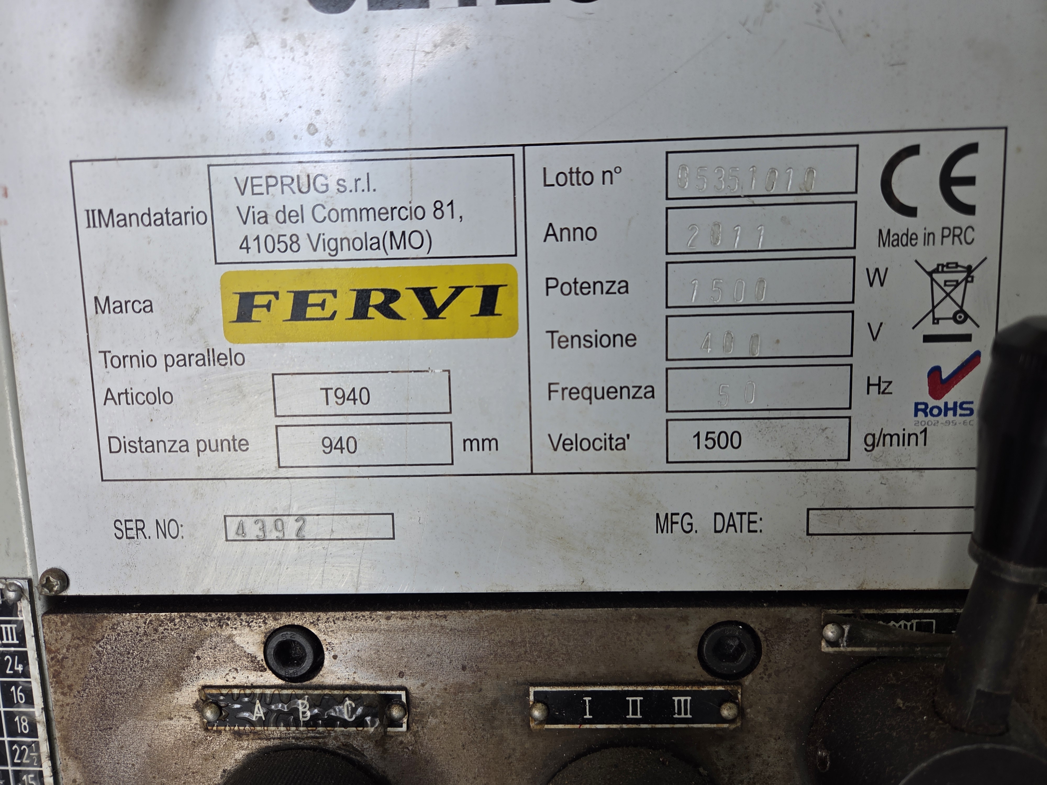 Tornio Parallelo Fervi T940 Professio Ottime condizioni in vendita - foto 9