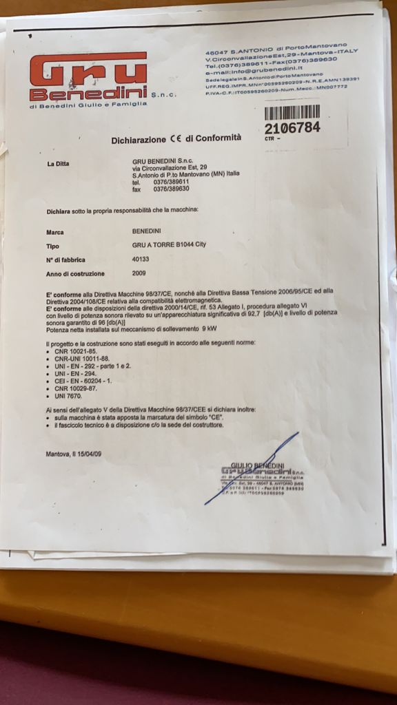 Gru a torre Benedini in vendita - foto 7