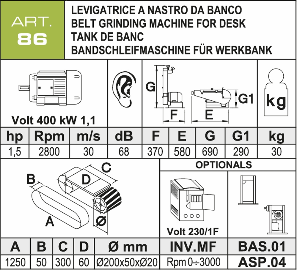 Levigatrice a nastro Aceti ART.86 Nuova in vendita - foto 2