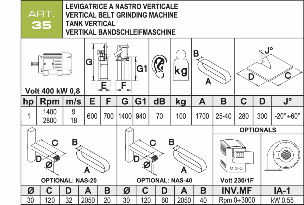 Levigatrice a nastro Aceti ART.35  Nuova in vendita - foto 2