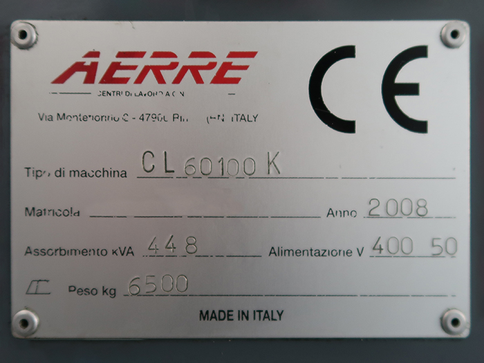 CENTRO DI LAVORO CNC AERRE – CL 60100 K in vendita - foto 2