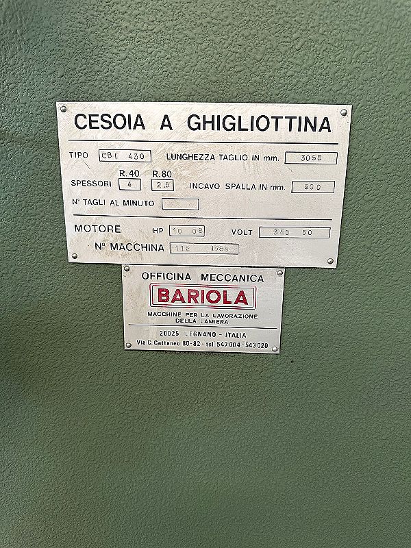 Cesoia a ghigliottina usata Bariola CBI 430/112  in vendita - foto 8