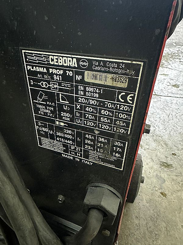 Taglio plasma Cebora Prof 70 ARC Control  in vendita - foto 2