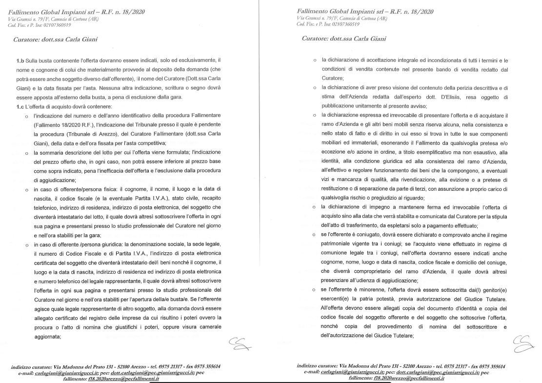 Cessione ramo d'azienda fall. 18/2020 Trib. Arezzo in vendita - foto 3