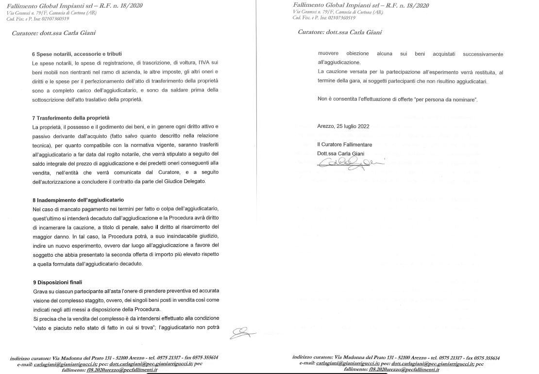 Cessione ramo d'azienda fall. 18/2020 Trib. Arezzo in vendita - foto 6