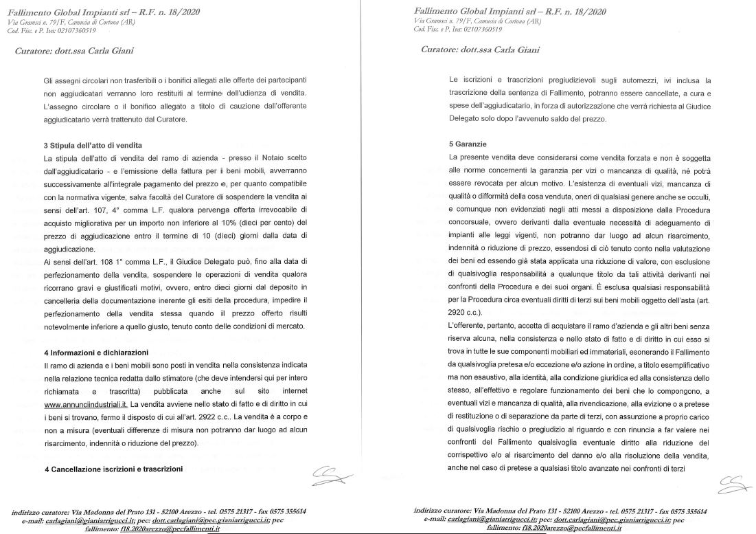 Cessione ramo d'azienda fall. 18/2020 Trib. Arezzo in vendita - foto 5