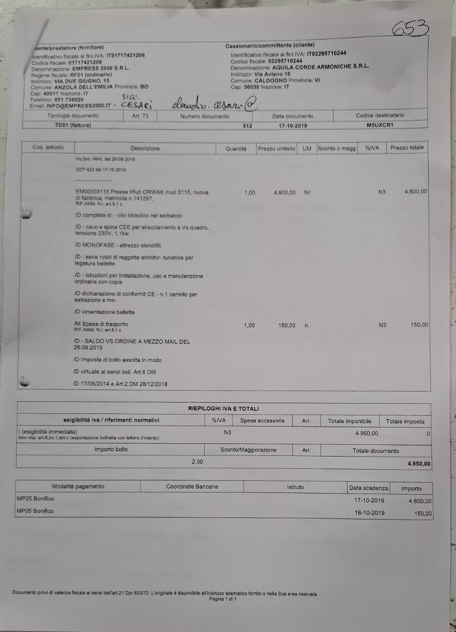 Pressa per carta e plastica semi nuova Orwak  in vendita - foto 5