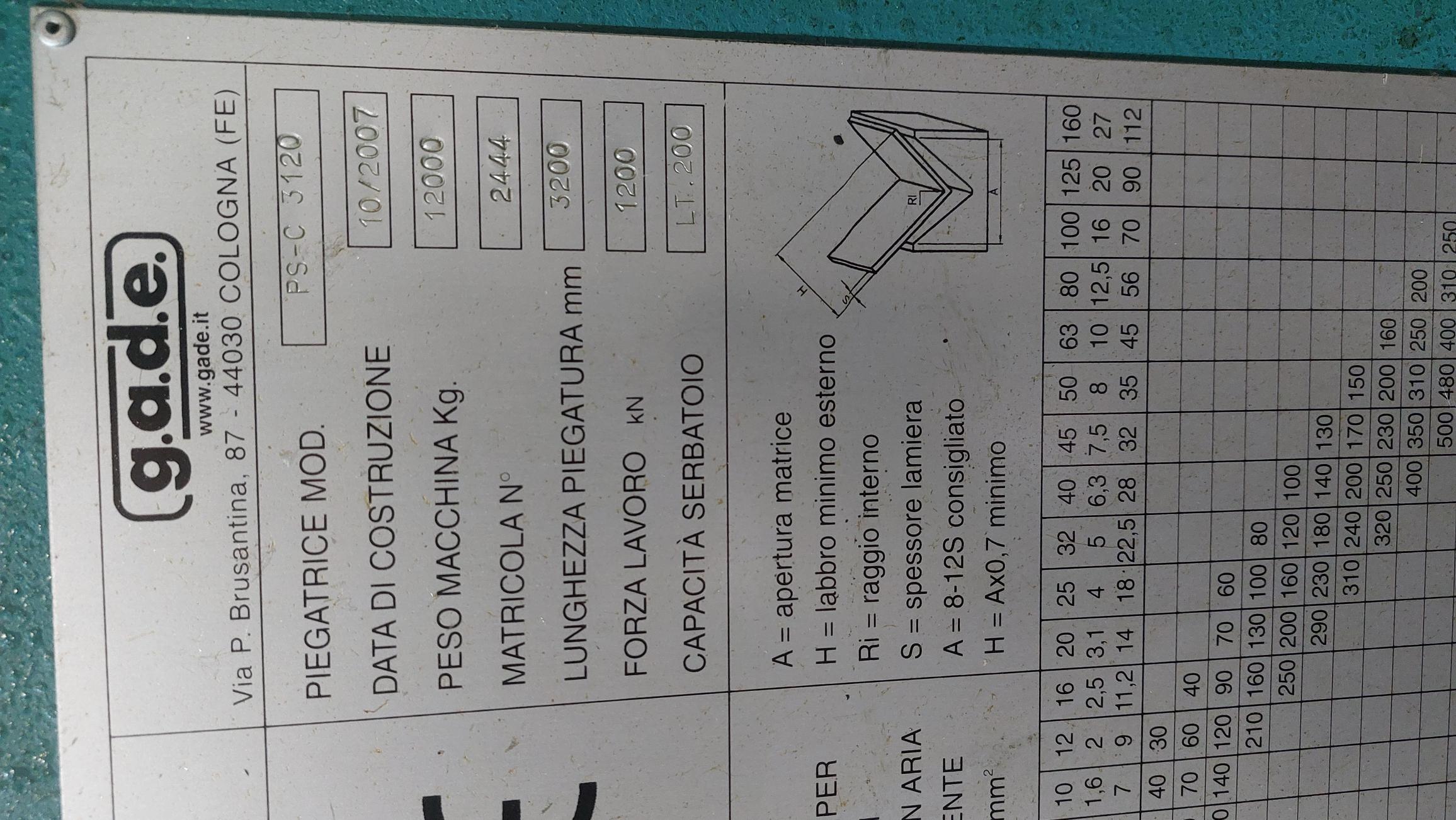PRESSA PIEGATRICE GADE PS-C 3120 in vendita - foto 4