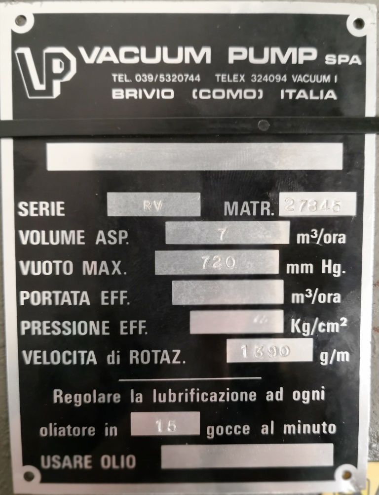 POMPA DA VUOTO – VACUUM PUMP (COD. MF-PR-POM-118) in vendita - foto 5