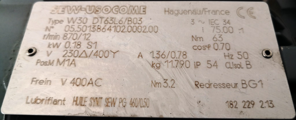 MOTORIDUTTORE – SEW-USOCOME  (COD. RIC-MOT-39) in vendita - foto 4