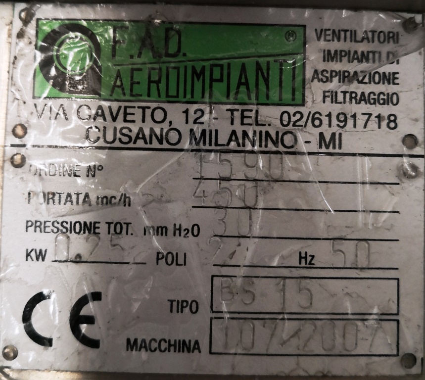 VENTILATORE CENTRIFUGO – F.A.D. (COD. MF-PR-VEN-8) in vendita - foto 6
