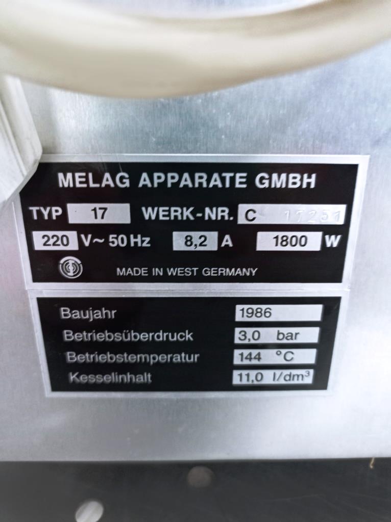 AUTOCLAVE STERILIZZATORE LAB – MELAG TYP 17 (AUT-2) in vendita - foto 9