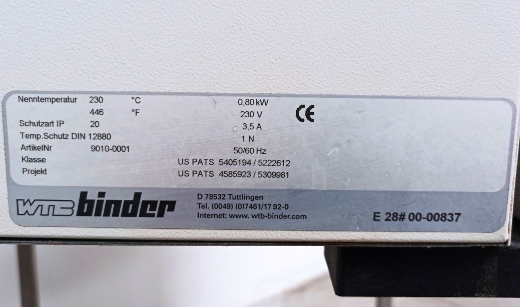 STUFA DI ESSICCAZIONE – WTB BINDER – MOD. E28 (FOR-18) in vendita - foto 6