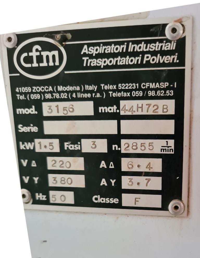 ASPIRATORE INDUSTRIALE – CFM – MOD. 3156 (ASP-39) in vendita - foto 5
