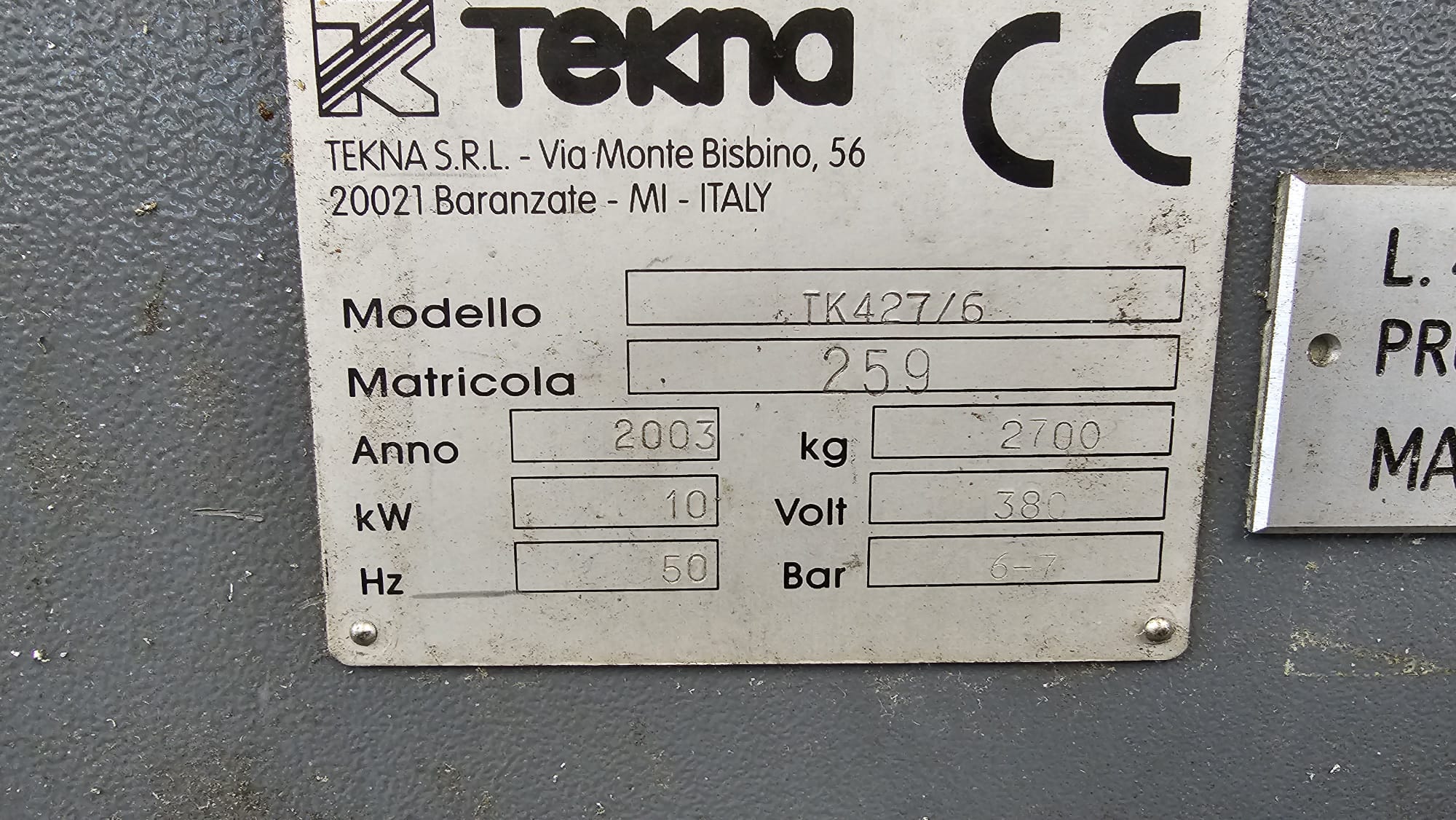 CENTRO DI LAVORO TEKNA TK427/6 in vendita - foto 3