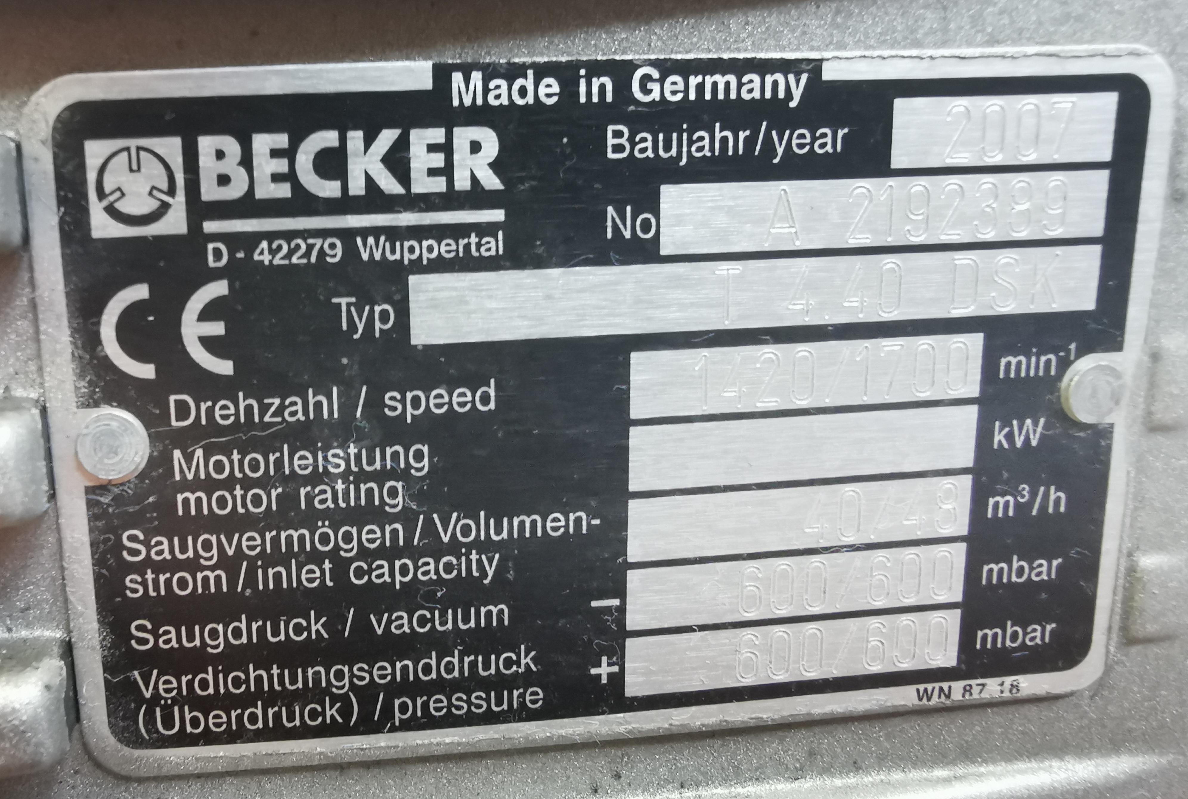 Pompa alto vuoto Becker T4.40 40m3/h 600 mbar in vendita - foto 3