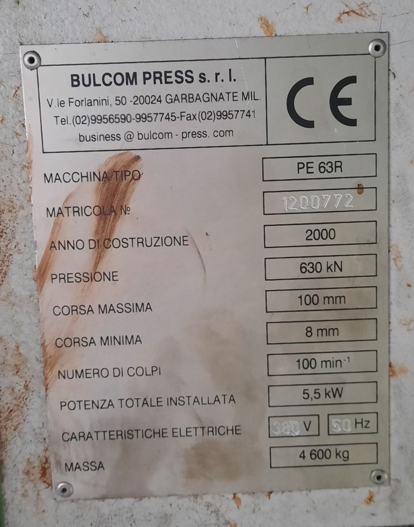 PRESSA ECCENTRICA 60 TON USATA MECCANICA BULCOM in vendita - foto 6