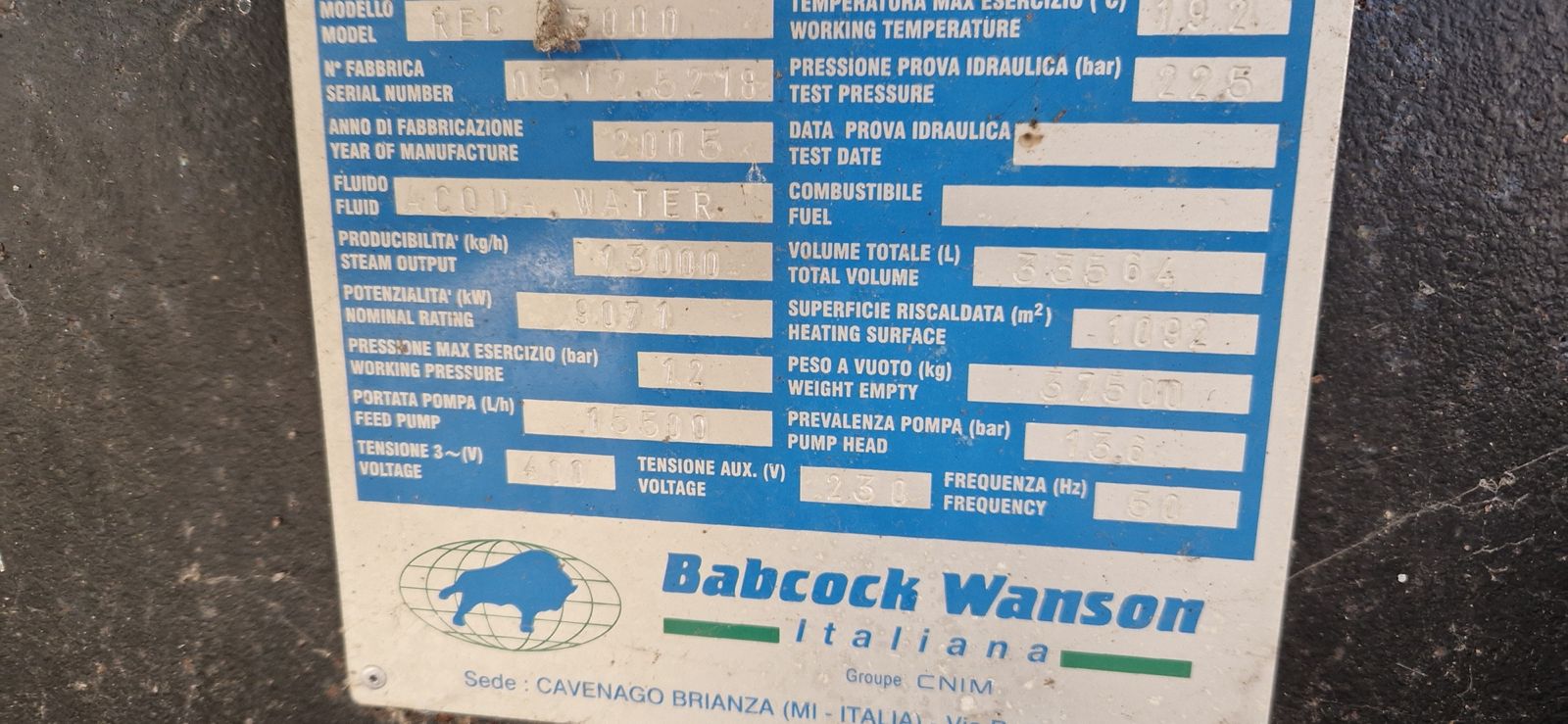 Generatore di vapore Babcock Wanson mod. Rec 13000 in vendita - foto 3