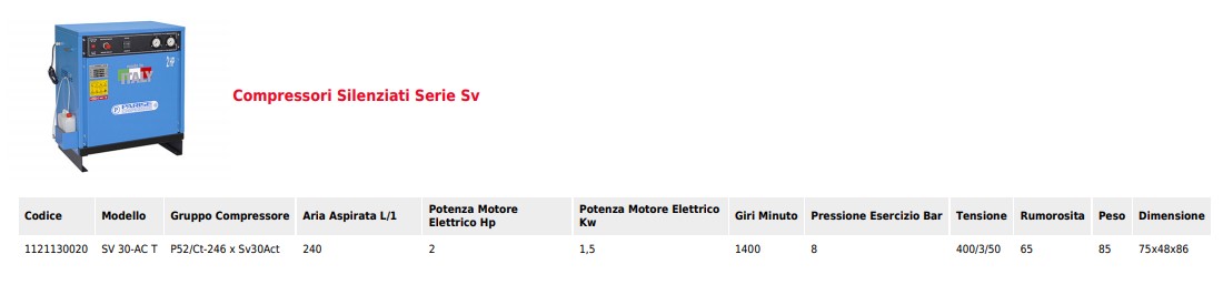 COMPRESSORE PARISE SV 30 AC-T (ESSICCATORE A PARTE) in vendita - foto 3