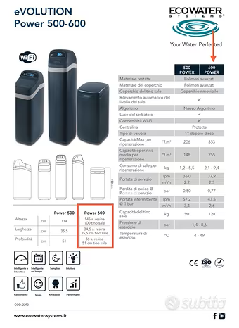 ADDOLCITORE PROFESSIONALE ECOWATER EVOLUTION POWER 600 in vendita - foto 3