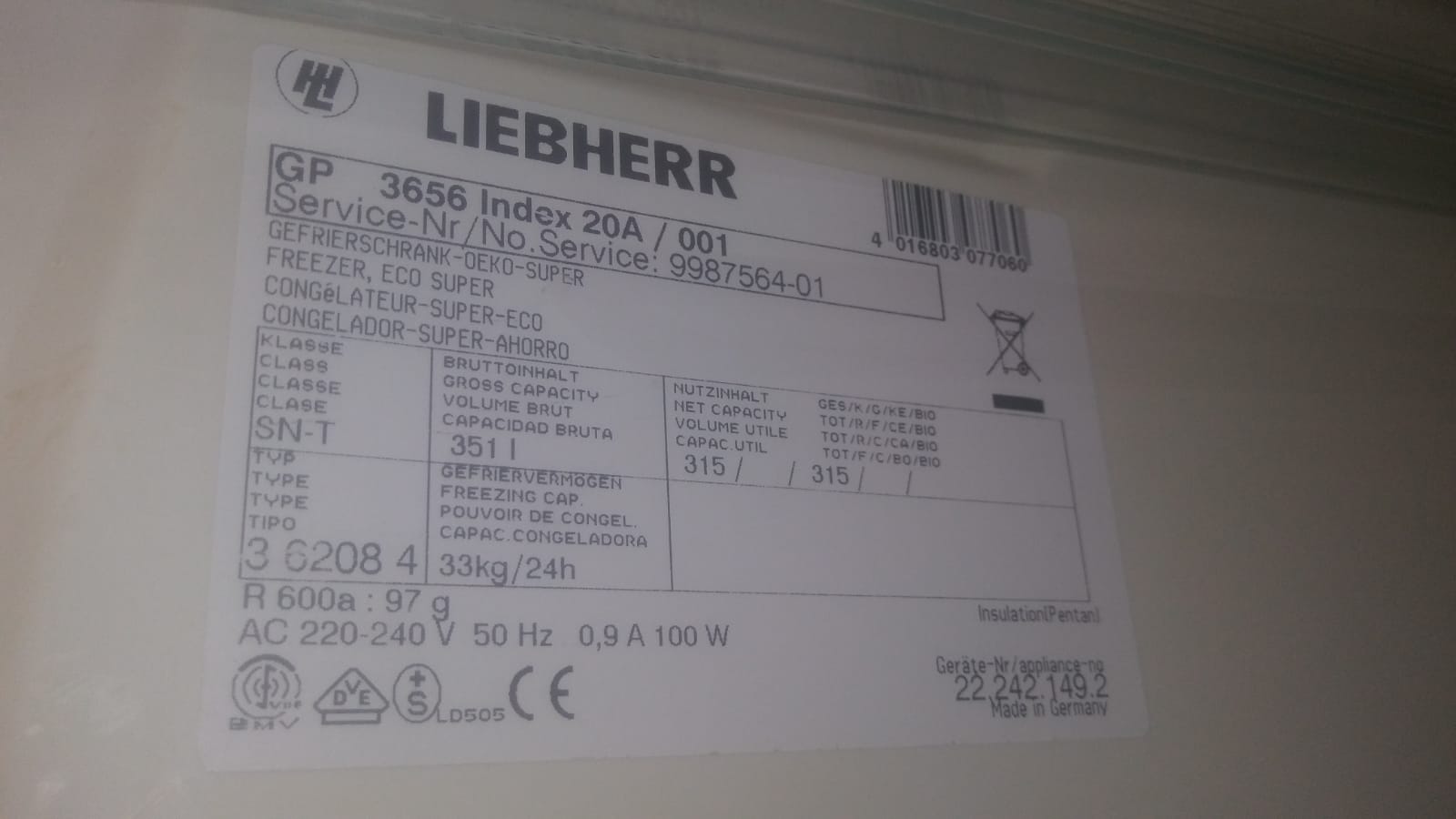Congelatore verticale Liebherr mod. GP 3656 in vendita - foto 5