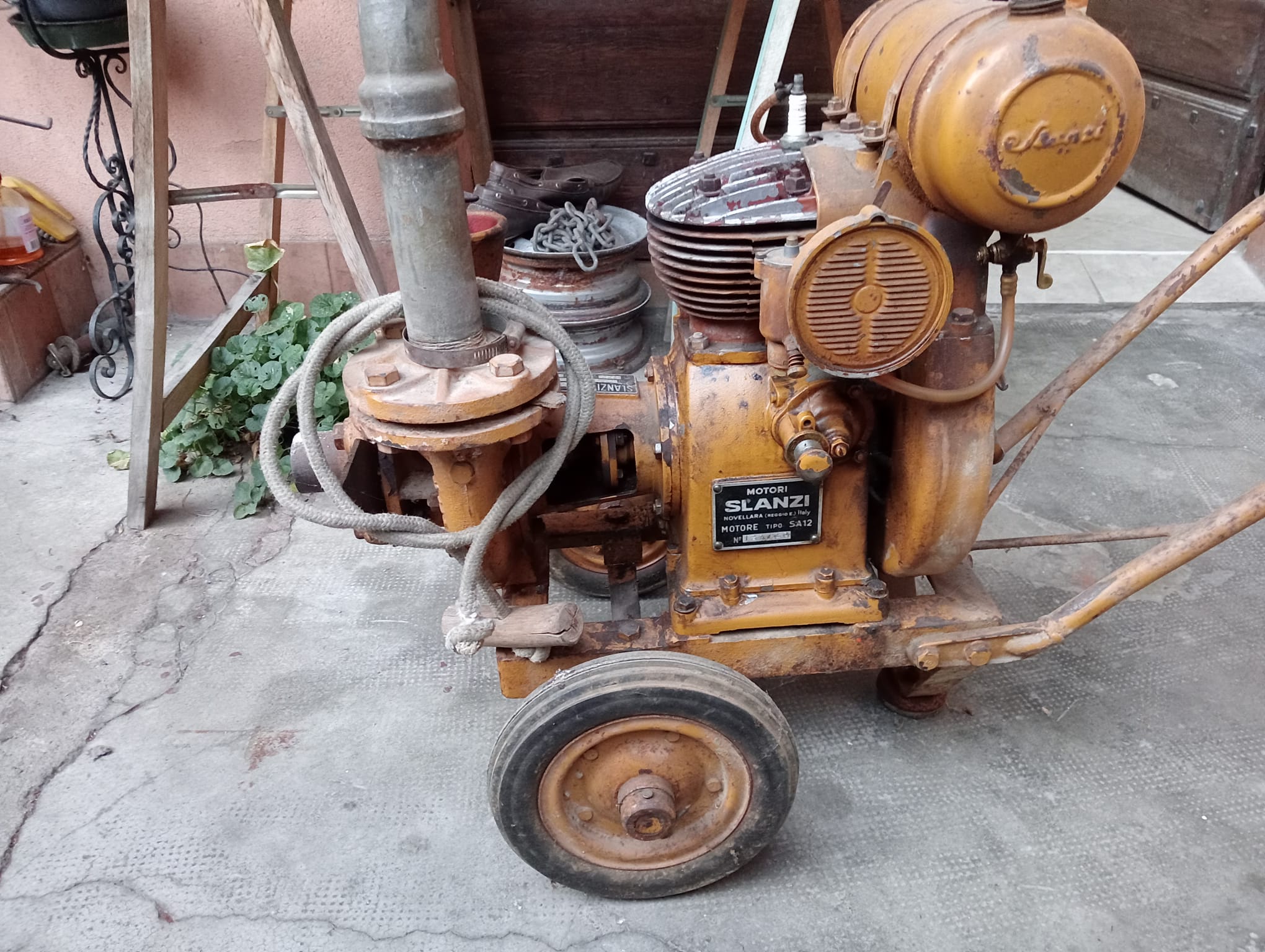 Motopompa d'epoca motore italiano Slanzi anni 50 in vendita - foto 11