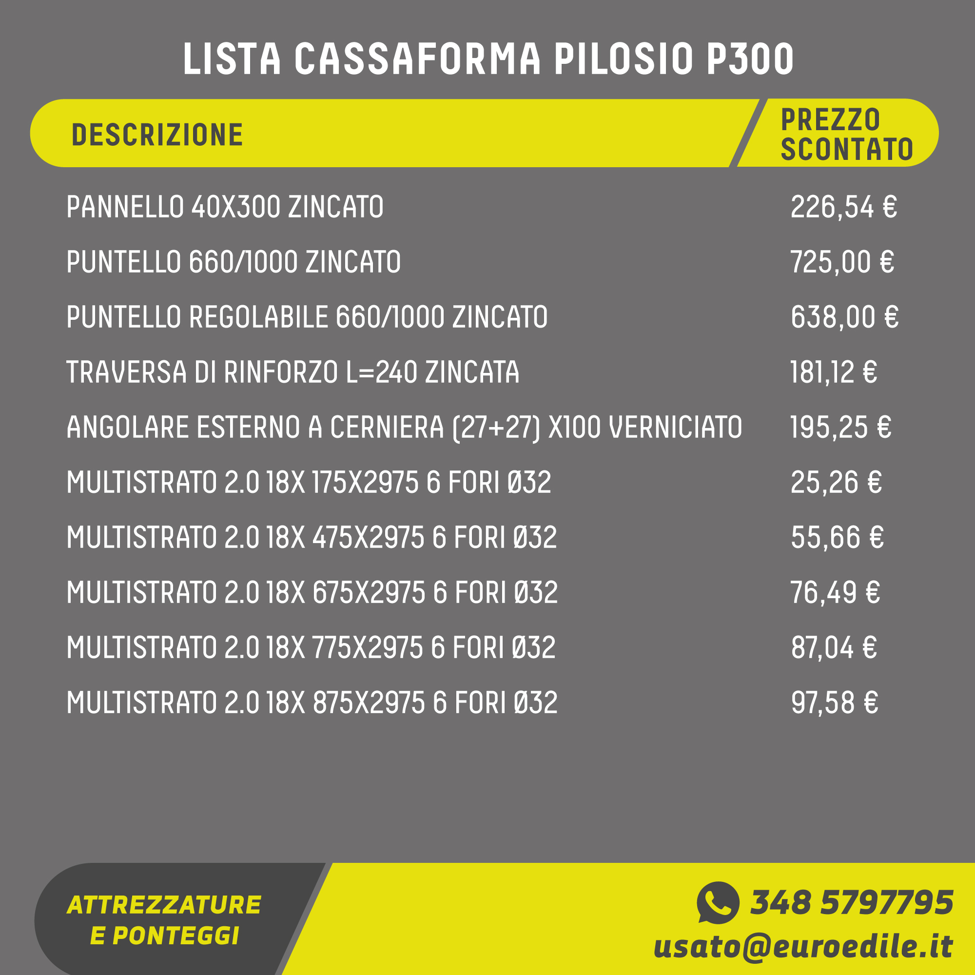 Cassaforma PILOSIO P300 usato - prezzi in foto in vendita - foto 7